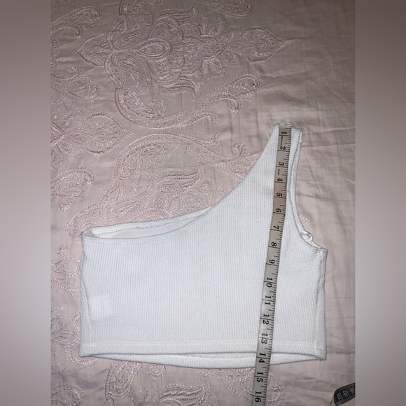SHEIN Off White Ribbed One Shoulder Crop Top Size M - Picture 6 of 7
